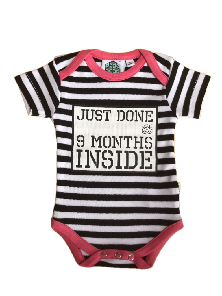 New Born gift -Just Done 9 Months Inside® pink Vest - Pregnancy Reveal - Coming Home Outfit - Baby Announcement - Just Done 9 Months Inside